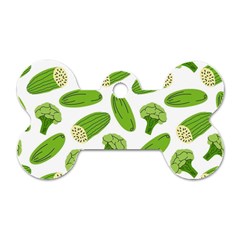 Vegetable Pattern With Composition Broccoli Dog Tag Bone (one Side) by pakminggu