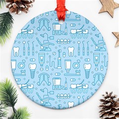 Dentist Blue Seamless Pattern Ornament (round) by Bedest