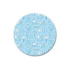 Dentist Blue Seamless Pattern Magnet 3  (round) by Bedest