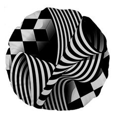 Op-art-black-white-drawing Large 18  Premium Round Cushions by Bedest