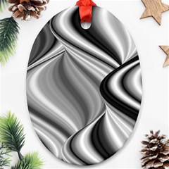 Waves-black-and-white-modern Oval Ornament (two Sides) by Bedest