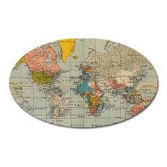 Vintage World Map Oval Magnet by Cowasu