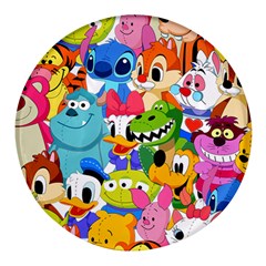 Illustration Cartoon Character Animal Cute Round Glass Fridge Magnet (4 Pack) by Cowasu