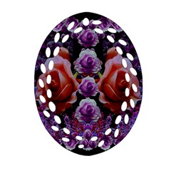 Night So Peaceful In The World Of Roses Ornament (oval Filigree) by pepitasart