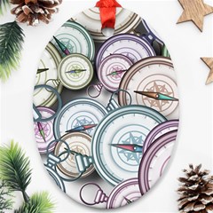 Compass-direction-north-south-east Oval Ornament (two Sides) by Cowasu