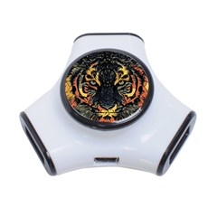 Tiger-predator-abstract-feline 3-port Usb Hub by Cowasu