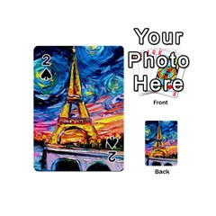 Eiffel Tower Starry Night Print Van Gogh Playing Cards 54 Designs (mini) by Sarkoni