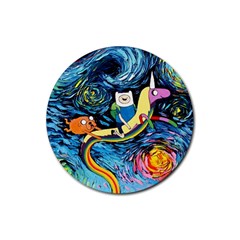 Cartoon Parody  Art Starry Night Van Gogh Rubber Coaster (round) by Sarkoni