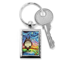 Cartoon Starry Night Art Van Gogh Parody Key Chain (rectangle) by Sarkoni