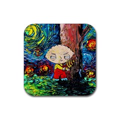 Cartoon Starry Night Vincent Van Gogh Rubber Coaster (square) by Sarkoni