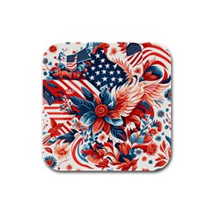 America Pattern Rubber Square Coaster (4 Pack) by Valentinaart