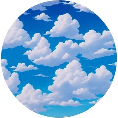 Sky Clouds Blue Cartoon Animated Uv Print Round Tile Coaster by Bangk1t