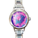 Geometry Abstract Pattern Hypercube Round Italian Charm Watch Front