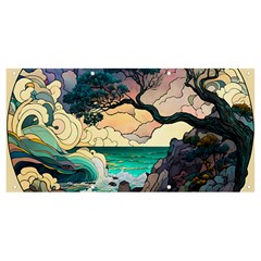 Tree Wave Ocean Banner And Sign 8  X 4  by Bangk1t