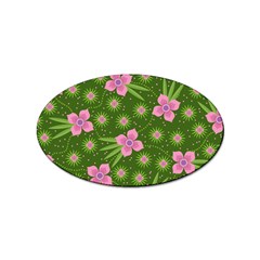 Pink Flower Background Pattern Sticker (oval) by Ravend