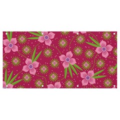 Flower Background Pattern Pink Banner And Sign 8  X 4  by Ravend