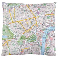 London City Map Large Premium Plush Fleece Cushion Case (one Side) by Bedest