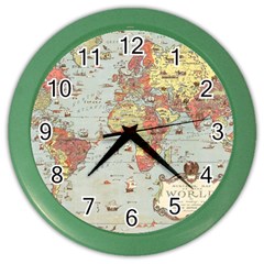 Vintage Old Antique World Map Color Wall Clock by Bedest