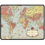 Vintage Old Antique World Map Two Sides Fleece Blanket (Medium) 58.8 x47.4  Blanket Front