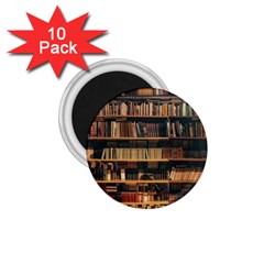 Books On Bookshelf Assorted Color Book Lot In Bookcase Library 1 75  Magnets (10 Pack)  by Ravend