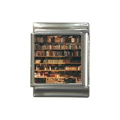 Books On Bookshelf Assorted Color Book Lot In Bookcase Library Italian Charm (13mm) by Ravend