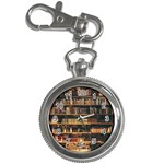 Books On Bookshelf Assorted Color Book Lot In Bookcase Library Key Chain Watches Front