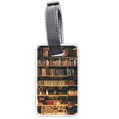 Books On Bookshelf Assorted Color Book Lot In Bookcase Library Luggage Tag (one Side) by Ravend