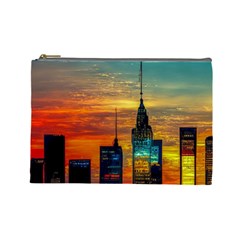 New York City Skyline Usa Cosmetic Bag (large) by Ndabl3x