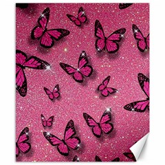 Pink Glitter Butterfly Canvas 8  X 10  by Ndabl3x