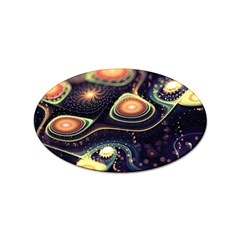 Psychedelic Trippy Abstract 3d Digital Art Sticker (oval) by Bedest