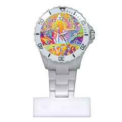 Multicolored Optical Illusion Painting Psychedelic Digital Art Plastic Nurses Watch by Bedest