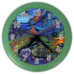 Multicolored Abstract Painting Artwork Psychedelic Colorful Color Wall Clock by Bedest