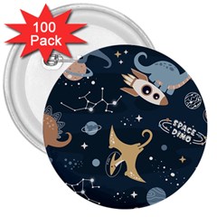 Space Theme Art Pattern Design Wallpaper 3  Buttons (100 Pack)  by Proyonanggan