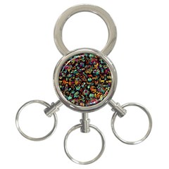 Multicolored Doodle Abstract Colorful Multi Colored 3-ring Key Chain by Grandong