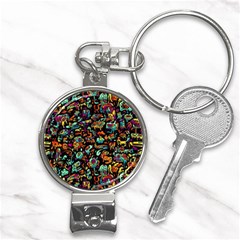 Multicolored Doodle Abstract Colorful Multi Colored Nail Clippers Key Chain by Grandong