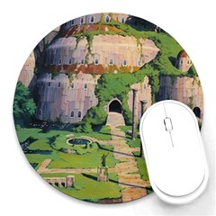 Painting Scenery Round Mousepad by Sarkoni