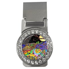 Nature Moon Psychedelic Painting Money Clips (cz)  by Sarkoni