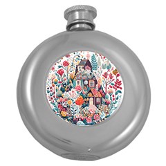 Cottagecore Round Hip Flask (5 Oz) by Valentinaart