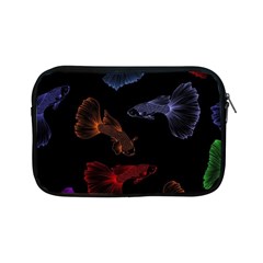 Vector Aquarium Guppies Seamless Fish Pattern With Black Background Apple Ipad Mini Zipper Cases by Grandong