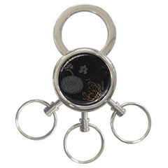 Dark And Gold Flower Patterned 3-ring Key Chain by Grandong