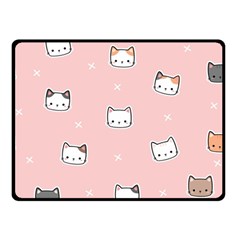 Cute Cat Cartoon Doodle Seamless Pink Pattern Two Sides Fleece Blanket (small) by Grandong