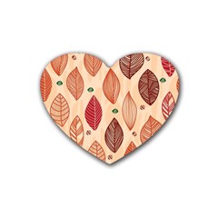 Forest Leaves Seamless Pattern With Natural Floral Rubber Heart Coaster (4 Pack) by Grandong