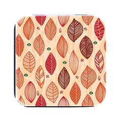 Forest Leaves Seamless Pattern With Natural Floral Square Metal Box (black) by Grandong