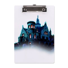 Blue Castle Halloween Horror Haunted House A5 Acrylic Clipboard by Sarkoni