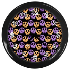 Halloween Skull Pattern Wall Clock (black) by Ndabl3x