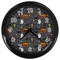 Halloween Bat Pattern Wall Clock (black) by Ndabl3x