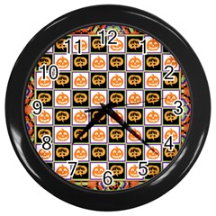 Chess Halloween Pattern Wall Clock (black) by Ndabl3x