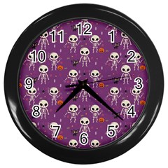 Skull Halloween Pattern Wall Clock (black) by Ndabl3x