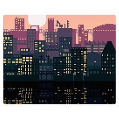 Pixel Art City Two Sides Premium Plush Fleece Blanket (medium) by Sarkoni