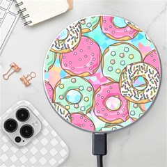 Donut Pattern Texture Colorful Sweet Wireless Fast Charger(white) by Grandong